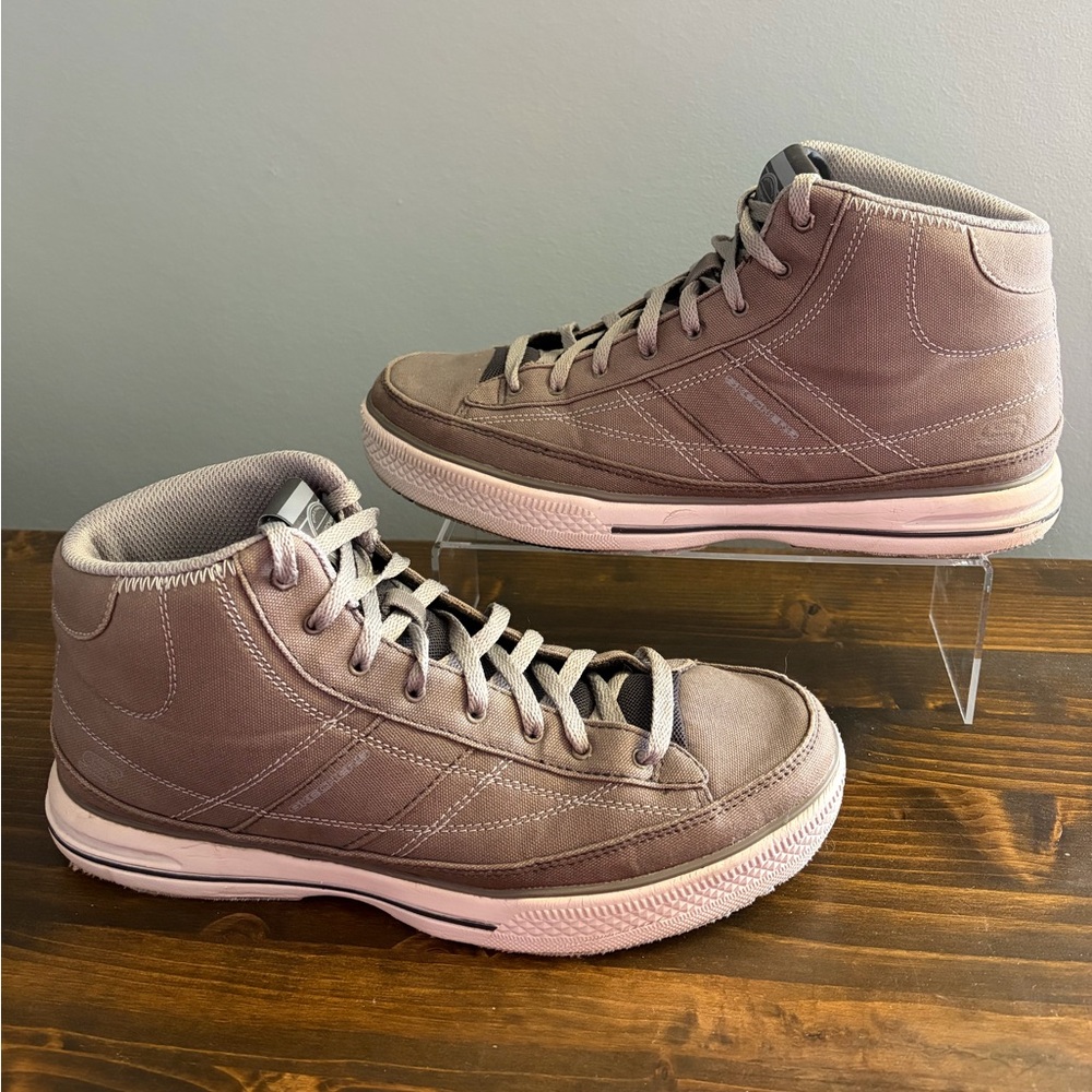 Men’s Sketchers High-Top Memory Foam Sneakers Taupe Size 8.5